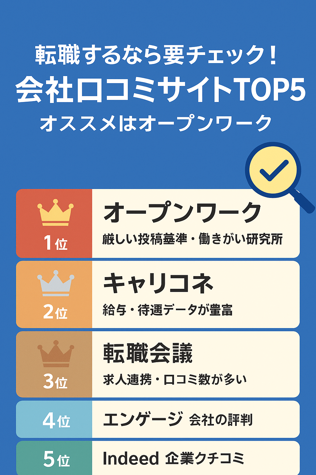 転職するなら要チェック！会社口コミサイトTOP5｜オススメはオープンワーク