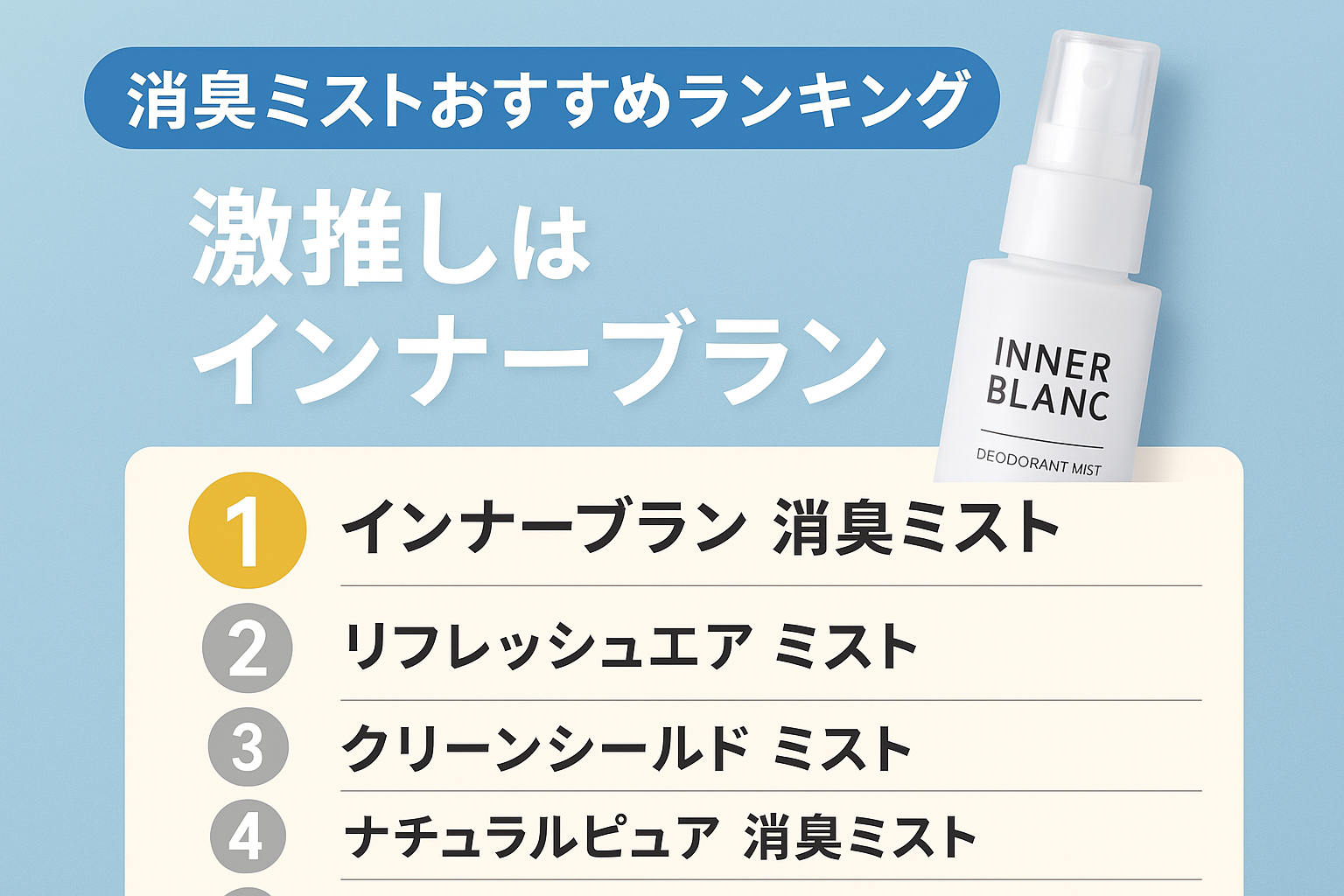 消臭ミストおすすめランキング｜激推しはインナーブラン