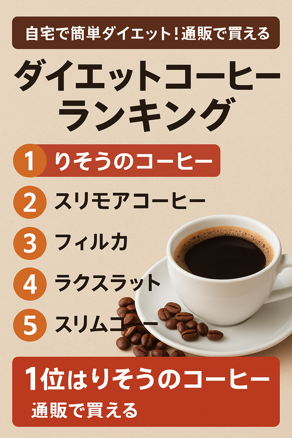 自宅で簡単ダイエット！通販で買えるダイエットコーヒーランキング｜1位はりそうのコーヒー
