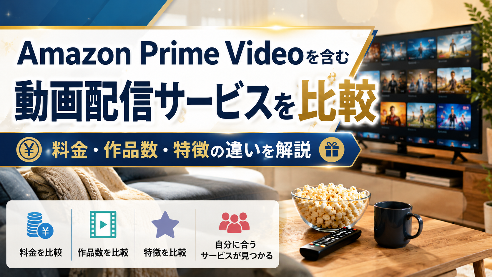 Amazon Prime Videoを含む動画配信サービスを比較｜料金・作品数・特徴の違いを解説